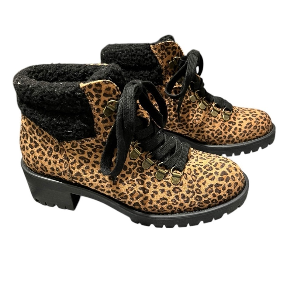 True Craft Mintey Leopard Print Hiking Boots Size 8M - Picture 4 of 5